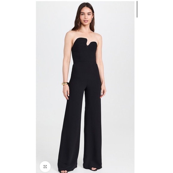 Amanda Uprichard Pants - Amanda Uprichard strapless puzzle jumpsuit black elegant formal wide leg Large
